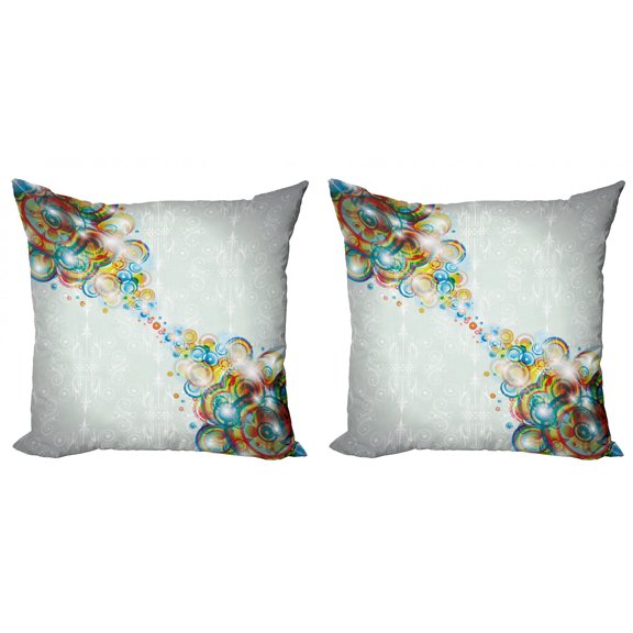 Ambesonne Abstract Throw Pillow Cover 2 Pack, Modern Rainbow Waves, 16", Multicolor