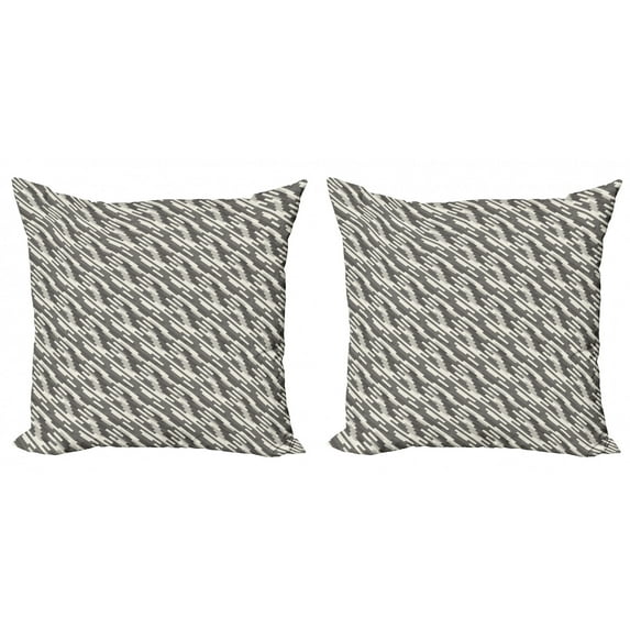 Ambesonne Abstract Throw Pillow Cover 2 Pack, Modern Squares Stripes, 24", Cream Pale Grey Black