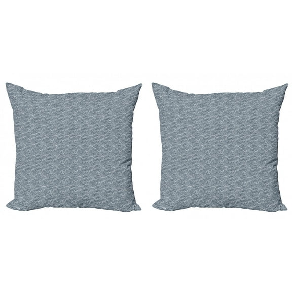 Ambesonne Abstract Throw Pillow Cover 2 Pack, Mosaic Ocean Waves, 20", Dark Slate Blue White