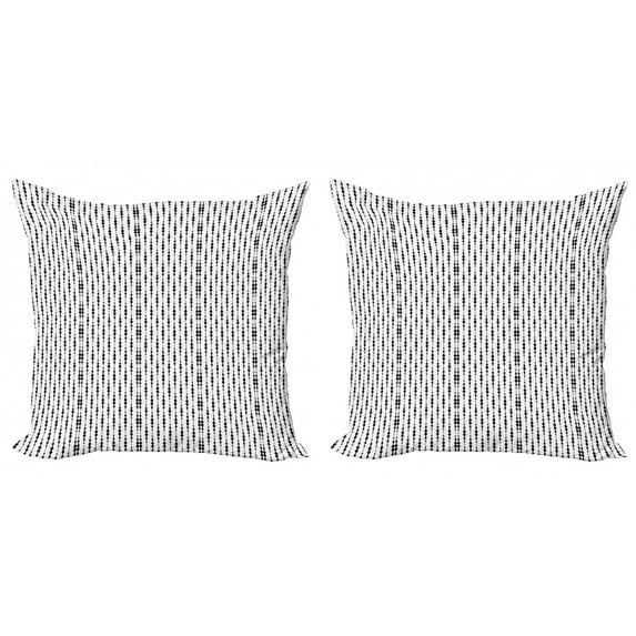 Ambesonne Abstract Throw Pillow Cover 2 Pack, Monochrome Lines Dots, 16", Black White