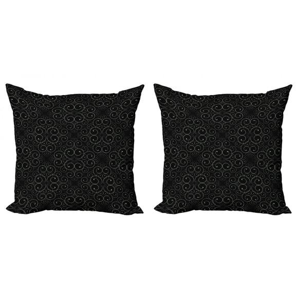 Ambesonne Abstract Throw Pillow Cover 2 Pack, Modern Curvy Lines Art, 20", Charcoal Grey and White