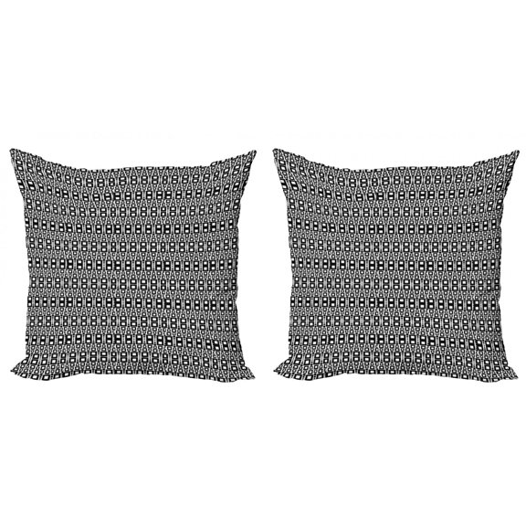 Ambesonne Abstract Throw Pillow Cover 2 Pack, Grid Rows Pattern, 18", Black White