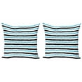 thumbnail image 1 of Ambesonne Abstract Throw Pillow Cover 2 Pack, Color Bands Stripes, 20", Aqua Black White, 1 of 2