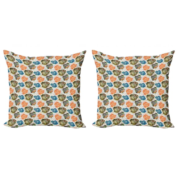Ambesonne Abstract Throw Pillow Cover 2 Pack, Paisley Inspired Mandala, 18", Multicolor