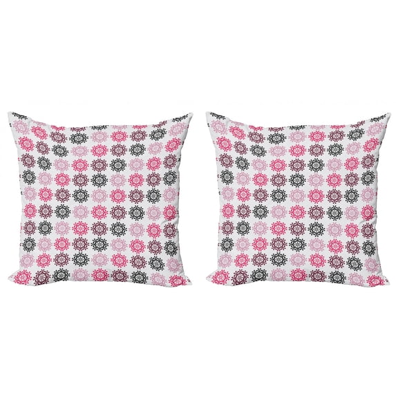 Ambesonne Abstract Throw Pillow Cover 2 Pack, Modern Simplistic Floral, 18", White and Multicolor
