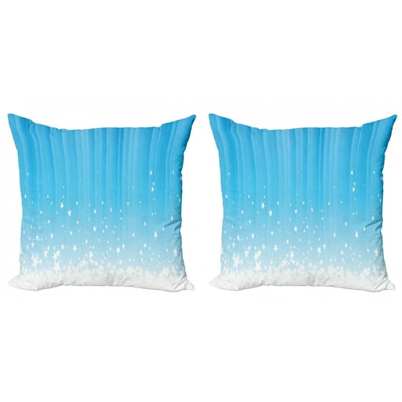 Ambesonne Abstract Throw Pillow Cover 2 Pack, Star Vibrant Celestial, 24", Sky Blue White