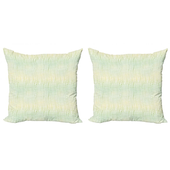 Ambesonne Abstract Throw Pillow Cover 2 Pack, Vertical Waves Polka Dots, 18", Pistachio Green White