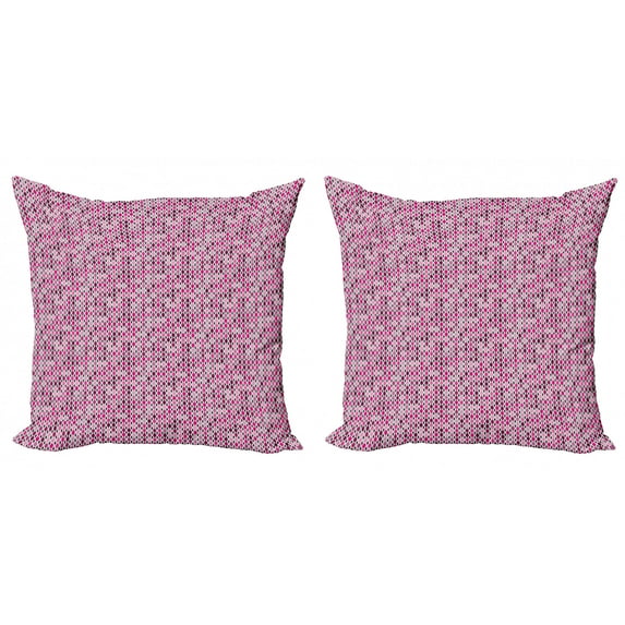 Abstract Throw Pillow Cushion Cover Pack of 2, Vertically Illustrated Oval Connected Shapes, Zippered Double-Side Digital Print, 4 Sizes, Magenta Pink, by Ambesonne