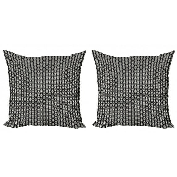 Ambesonne Abstract Throw Pillow Cover 2 Pack, Geometric Striped Design, 18", Beige and Charcoal Grey