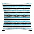 thumbnail image 1 of Abstract Throw Pillow Cushion Cover, Paintbrush Large Color Bands Simplistic Horizontal Lines Stripes Artistic, Decorative Square Accent Pillow Case, 18 X 18 Inches, Aqua Black White, by Ambesonne, 1 of 2