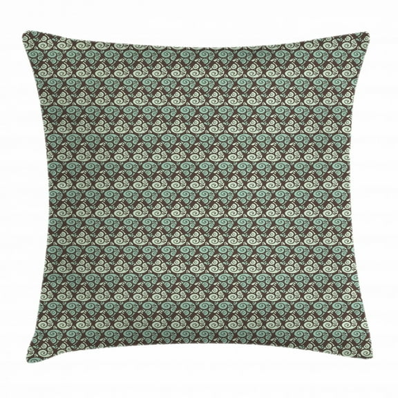 Abstract Throw Pillow Cushion Cover, Raindrop Pattern with Swirled Lines on Brown Toned Backdrop Weather, Decorative Square Accent Pillow Case, 16 X 16 Inches, Mint Green Seafoam Brown, by Ambesonne