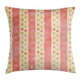 thumbnail image 1 of Abstract Throw Pillow Cushion Cover, Retro Stripes and Dots in Watercolor Featured Effects Nostalgic Pattern, Decorative Square Accent Pillow Case, 16 X 16 Inches, Light Yellow Coral, by Ambesonne, 1 of 2