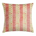 thumbnail image 1 of Abstract Throw Pillow Cushion Cover, Retro Stripes and Dots in Watercolor Featured Effects Nostalgic Pattern, Decorative Square Accent Pillow Case, 24 X 24 Inches, Light Yellow Coral, by Ambesonne, 1 of 2