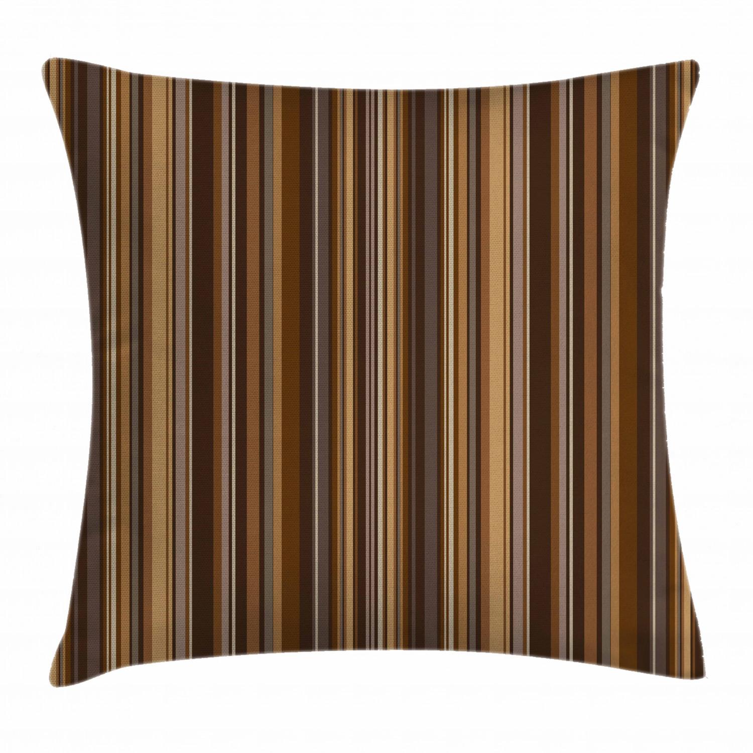 Abstract Throw Pillow Cushion Cover, Vertical Lines in Earthen Toned Color Stripes Various Shades Pattern, Decorative Square Accent Pillow Case, 20 X 20 Inches, Light Caramel Chocolate, by Ambesonne