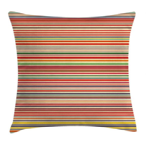 Abstract Throw Pillow Cushion Cover, Vivid Horizontal Colorful Striped Lines Background Rainbow Bars Artistic Display, Decorative Square Accent Pillow Case, 20 X 20 Inches, Multicolor, by Ambesonne