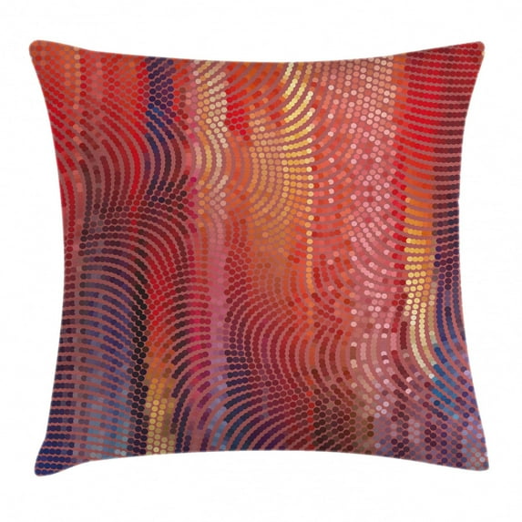 Abstract Throw Pillow Cushion Cover, Wavy Curvy Mosaic Design Pixelated Texture in Vibrant Colors Digital Art Print, Decorative Square Accent Pillow Case, 24 X 24 Inches, Multicolor, by Ambesonne