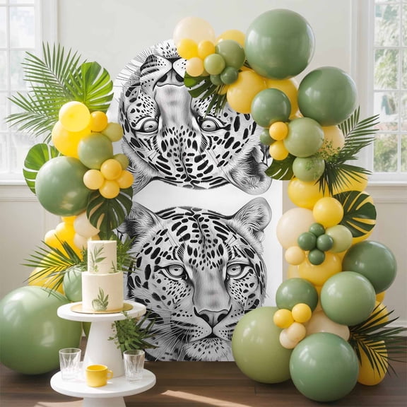 Abstract Tiger Animal Art Arch Backdrop Cover Stretchy Spandex Arch Cover 6ft, Wild Animal Close-up on White Round Top Chiara Stand Covers for Wedding Birthday Party Ceremony Banquet