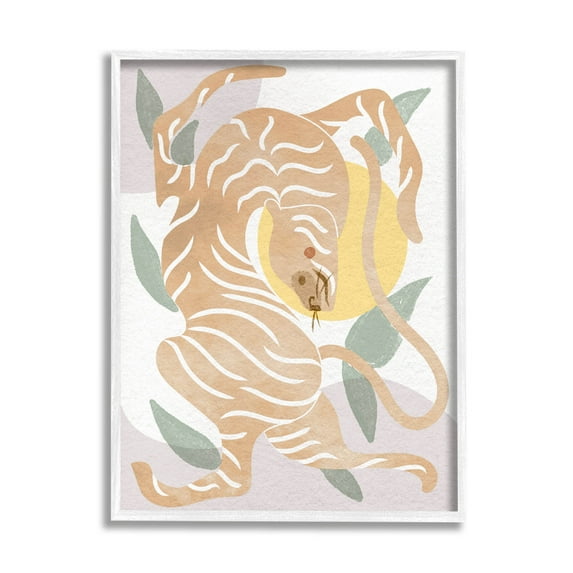 Abstract Tiger Geometric Pattern Animals & Insects Graphic Art White Framed Art Print Wall Art