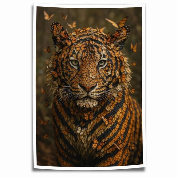 Abstract Tiger Posters Canvas Prints Wall Art Décor Animal Butterfly Poster for Bedroom Bathroom Wall Decoration - 8x12 inches Unframed