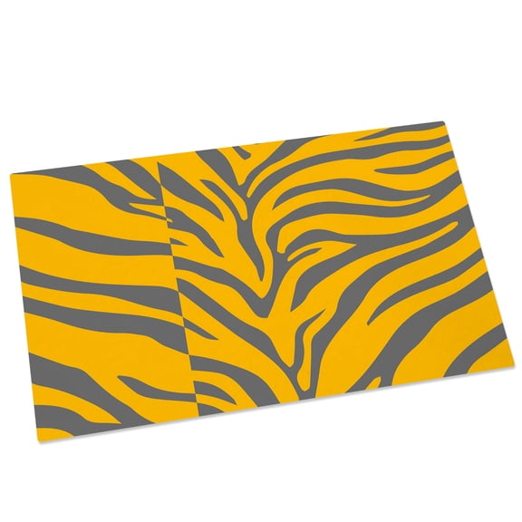 Abstract Tiger Print Door Mat 16x24 Inch Yellow Grey Animal Fur Texture Modern Art Entryway Rug with Non-Slip Rubber, Front Door Mat Indoor Floor Mats for Living Room Bathroom Bedroom Home Office