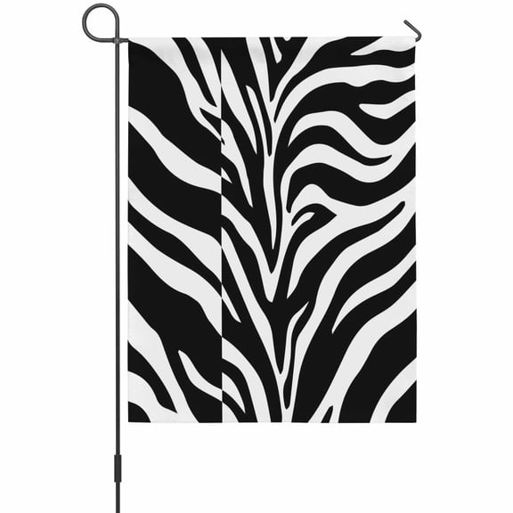 Abstract Tiger Print Garden Flag 12 x 18 Inches, Black White Animal Fur Texture Modern Art Weather Proof Outdoor Patio Flags Double Sided Small Garden Decoration for Yard Outside Home