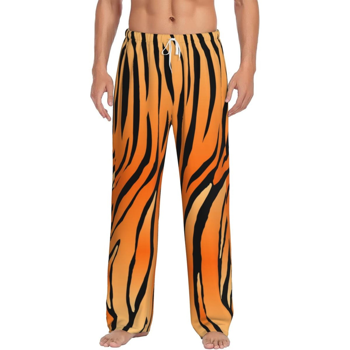 Abstract Tiger Print Pajama Pants Sleepwear for Men Elastic Waistband