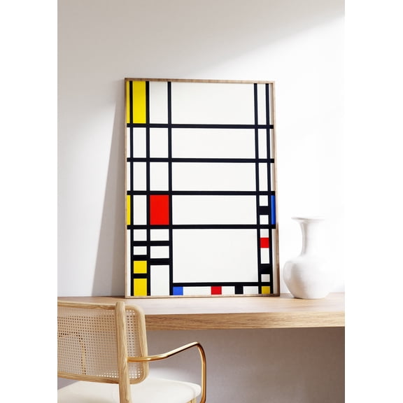 Abstract Trafalgar Square Fine Art Print, Mondrian Minimalist, Urban Geometry Cityscape Wall Art, Bauhaus, Modern Home Decor #3467, Unframed Canvas Size 16x24