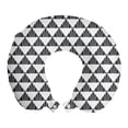 thumbnail image 1 of Abstract Travel Pillow Neck Rest, Art Deco Inspired Triangles Stripes Motif Pattern on Plain Backdrop, Memory Foam Traveling Accessory Airplane and Car, 12", White and Charcoal Grey, by Ambesonne, 1 of 2