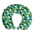thumbnail image 1 of Abstract Travel Pillow Neck Rest, Colored Cubes Design Modern Natural Shapes, Memory Foam Traveling Accessory Airplane and Car, 12", Teal Hunter Green, by Ambesonne, 1 of 2