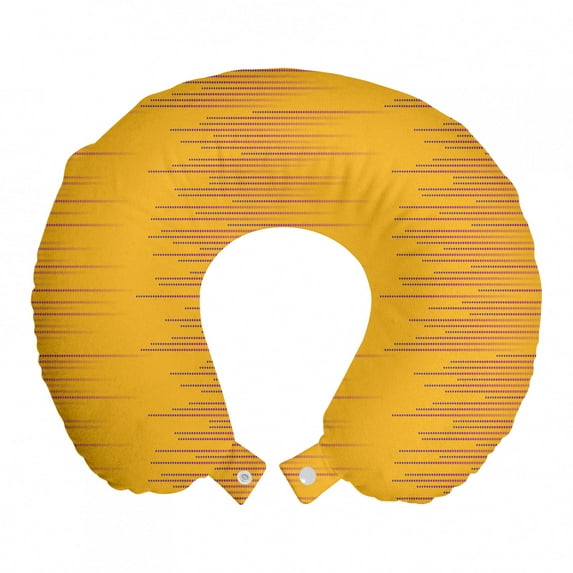 Abstract Travel Pillow Neck Rest, Halftone Inspired Layout of Mini Polka Dots Gradient Like Design, Memory Foam Traveling Accessory Airplane and Car, 12", Earth Yellow and Fuchsia, by Ambesonne
