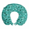thumbnail image 1 of Abstract Travel Pillow Neck Rest, Monochrome Design Royal Oriental Geometric Moroccan Iranian Ethnic, Memory Foam Traveling Accessory Airplane and Car, 12", Teal Turquoise and Seafoam, by Ambesonne, 1 of 2
