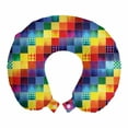 thumbnail image 1 of Abstract Travel Pillow Neck Rest, Rainbow Colored Square Shaped Diverse Patterns Diagonal Forms Geometric, Memory Foam Traveling Accessory Airplane and Car, 12", Multicolor, by Ambesonne, 1 of 2
