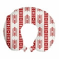 thumbnail image 1 of Abstract Travel Pillow Neck Rest, Repetitive Vertical Arrangement of Triangles Pattern on Plain Backdrop, Memory Foam Traveling Accessory Airplane and Car, 12", White and Vermilion, by Ambesonne, 1 of 2