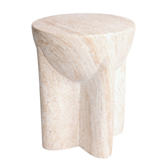 Abstract Travertine Stone Finish Italian Design MgO Side Accent Table