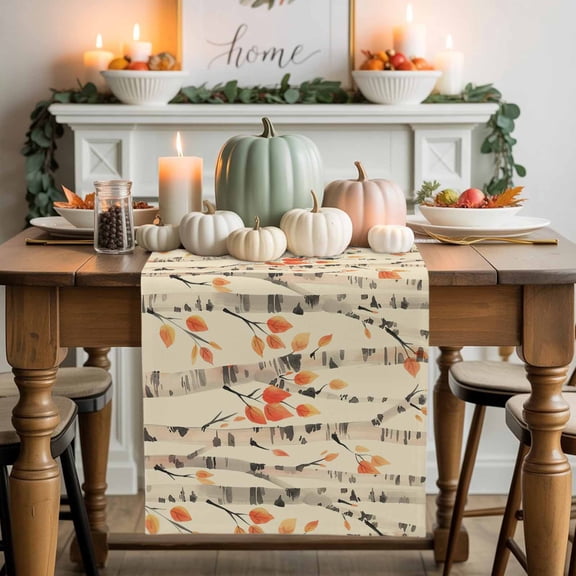 Abstract Tree Cotton Linen Table Runner, Washable Table Runners for Kitchen, Dining Room, Holiday, Home Party Table Decor, 13x36 Inches