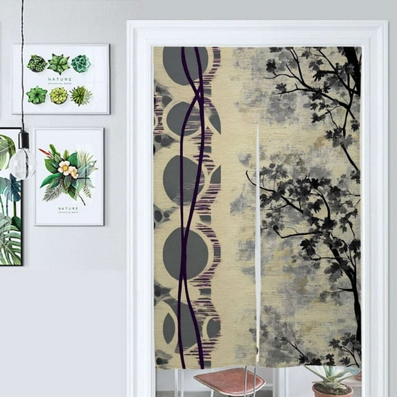 Abstract Tree Gray Design Art Door Curtain Nordic Living Room DoorCurtain Porch Partition Curtain Kitchen Rative Half Curtain