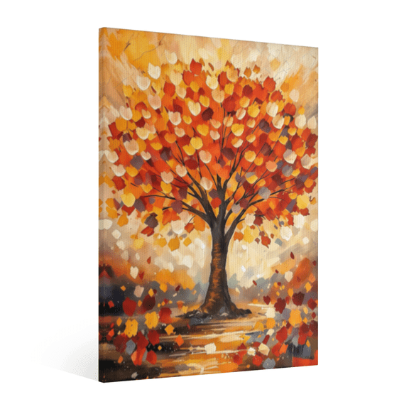 Abstract Tree of Life Canvas Wall Art, Colorful Textured Tree Painting Prints, Modern Nature Artwork for Living Room Bedroom Office Home Decor, Framed & Ready to Hang