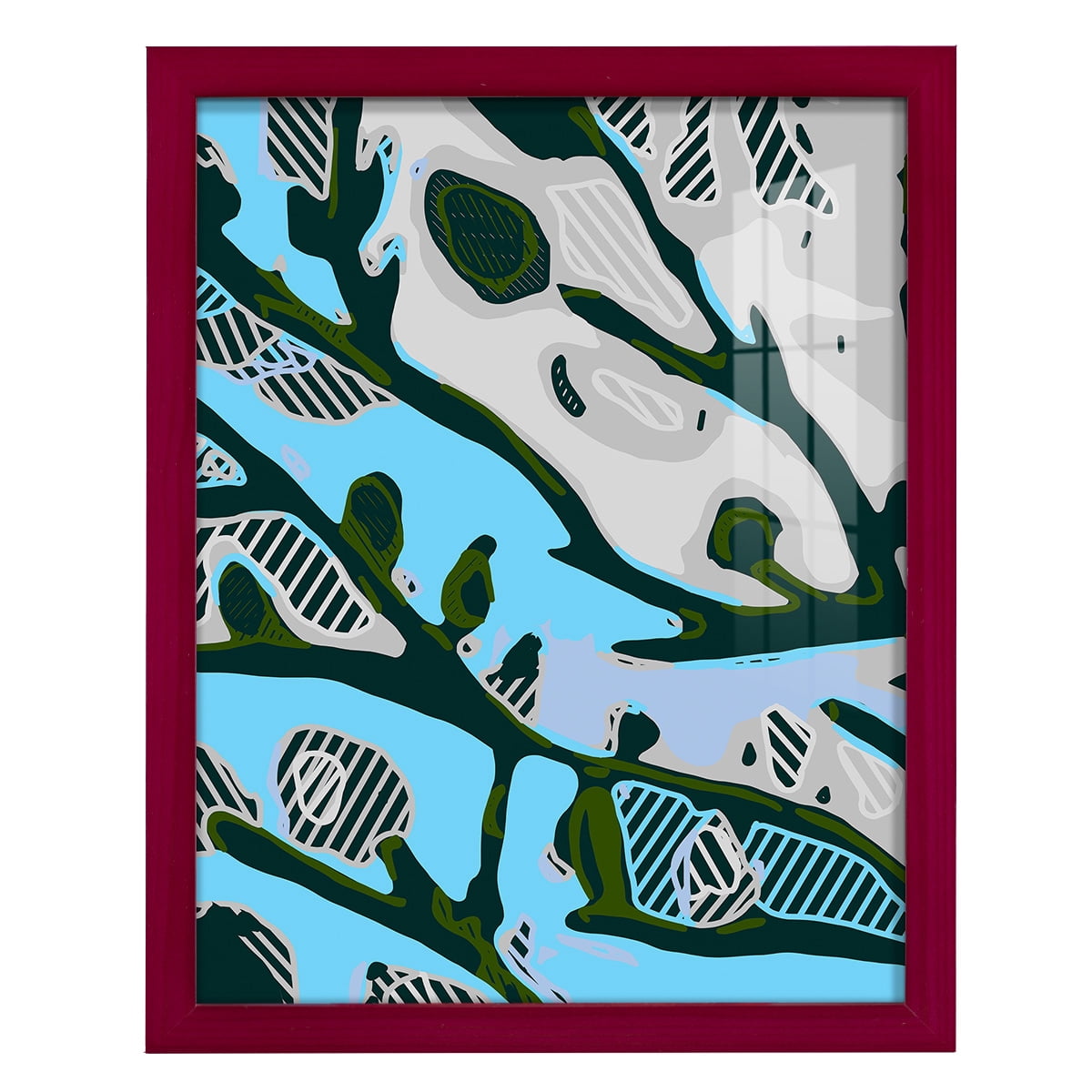 Abstract Tree Limbs I -Framed Print w/glass-Cherry Red