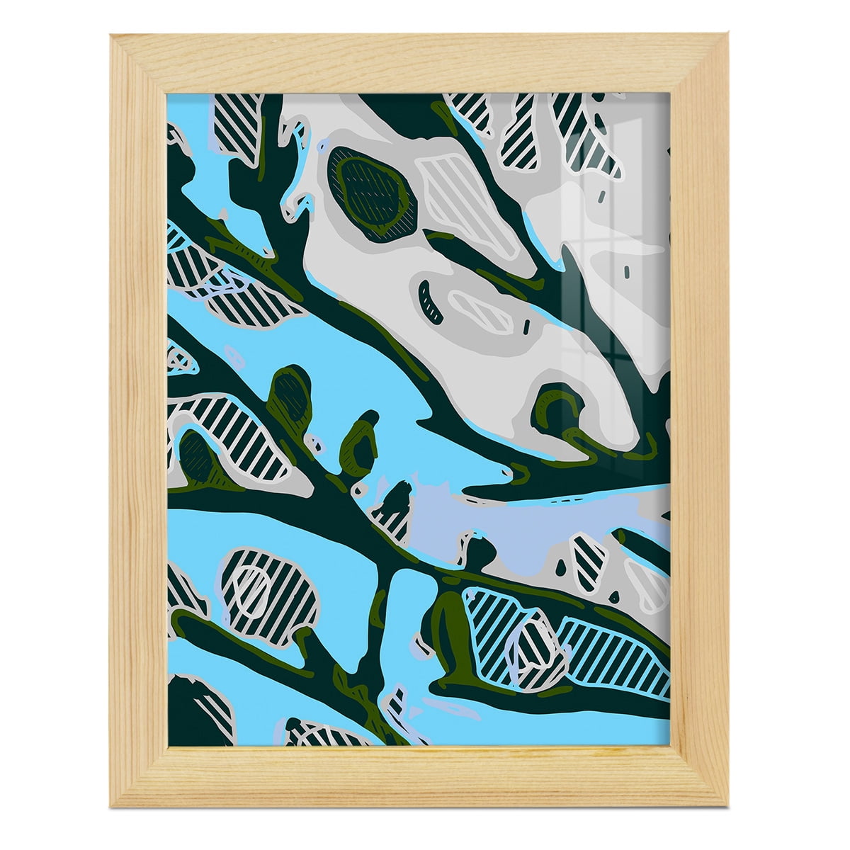 Abstract Tree Limbs I -Framed Print w/glass-Natural Wood