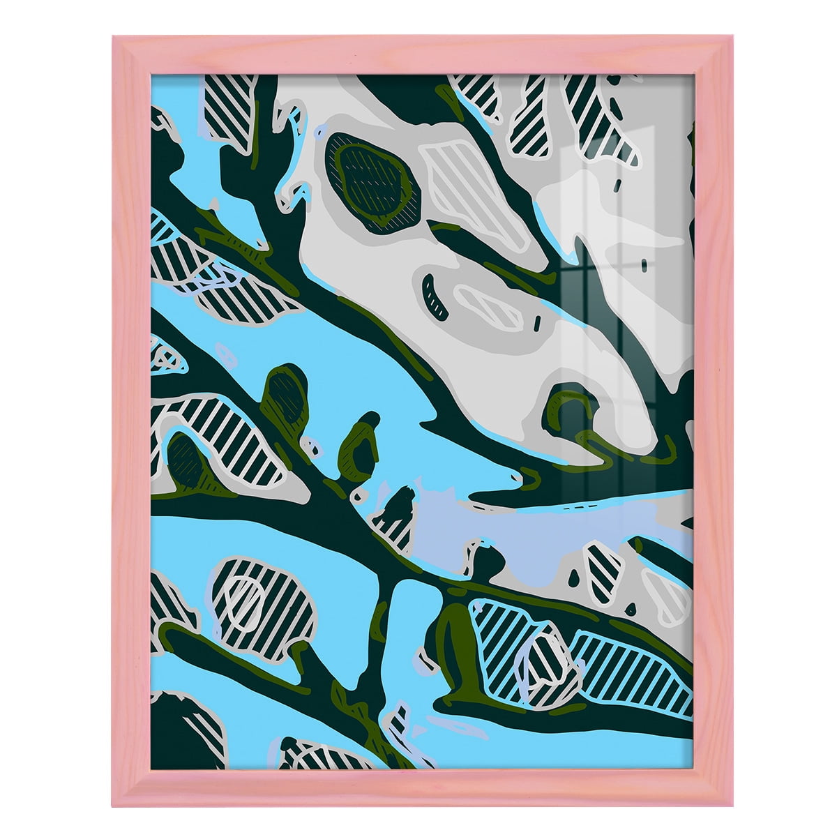 Abstract Tree Limbs I -Framed Print w/glass-Sunset Pink