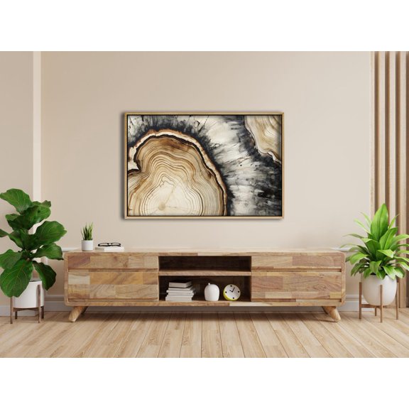 Abstract Tree Ring Wood Slice Organic Roots Pattern Modern Naturalism Art, Unframed Canvas