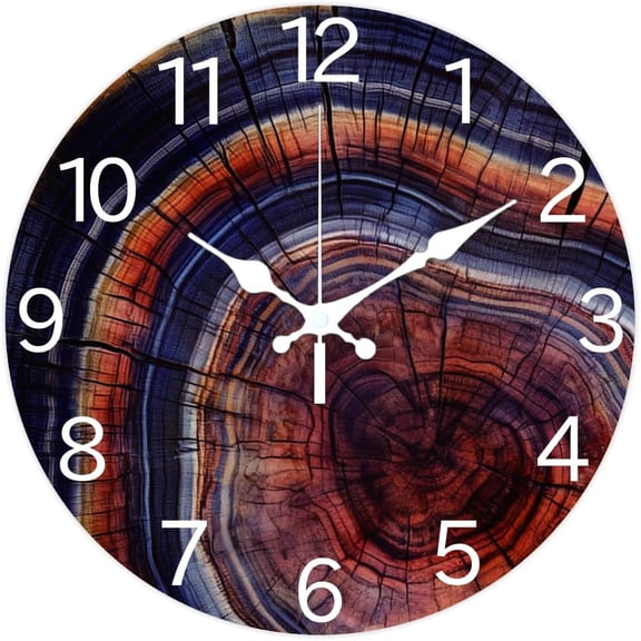 Abstract Tree Rings Pattern Wall Clock 12 Inch Non-Ticking Clocks Round Geometric Pattern Wall Hanging Clock Battery Operated for Bedroom Living Room Kitchen Office diy