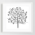 thumbnail image 1 of Abstract Tree Silhouette With Leaves - Digital Art Line Art Abstract Black and White Botanical Floral Minimalist Nature White Framed Wall Art Print 10 x 10 inches, 1 of 1