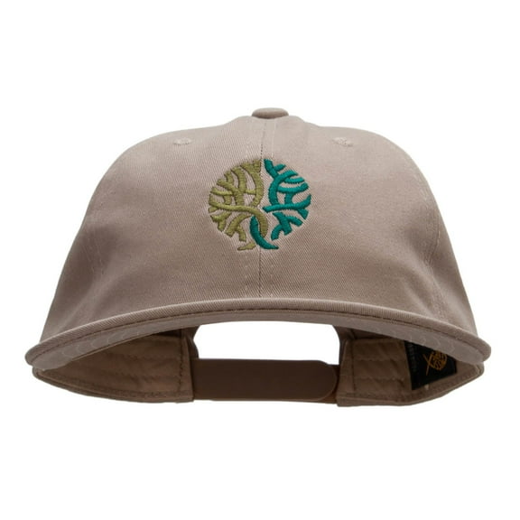 Abstract Tree Unconstructed High Profile Cotton Flat Bill Cap - Khaki OSFM