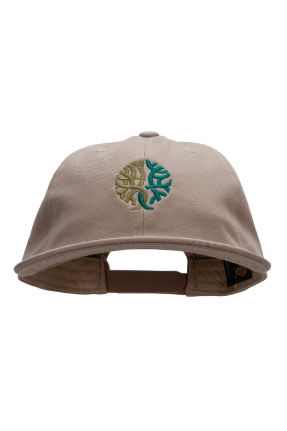 Abstract Tree Unconstructed High Profile Cotton Flat Bill Cap - Khaki OSFM