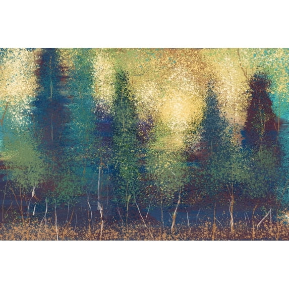 Abstract Trees 2, Oil Painting (36x54 Giclee Gallery Art Print, Vivid Textured Wall Decor)