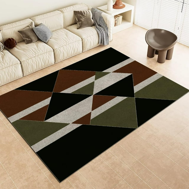 Abstract Triangle Geometric Pattern Washable Simple Rug, Rectangular Area Rug, Suitable For Living Room, Bedroom And Non-Slip, Easy To Clean 3x5ft