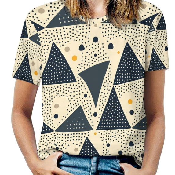 Abstract Triangle Pattern T Shirts Streetwear T-Shirt Female ShortSleeve Elegant Over Tees Clothing