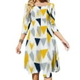 thumbnail image 1 of Abstract Triangle Yellow Grey Navy Pattern Womens Summer Dress Tie Back A Line Flare Dress, 1 of 9