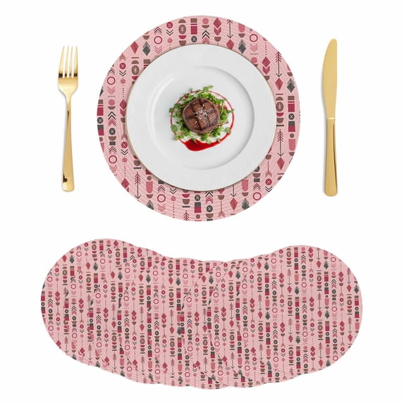 Abstract Tribal Arrows Round Placemats Set of 8 Boho Middle Century ...